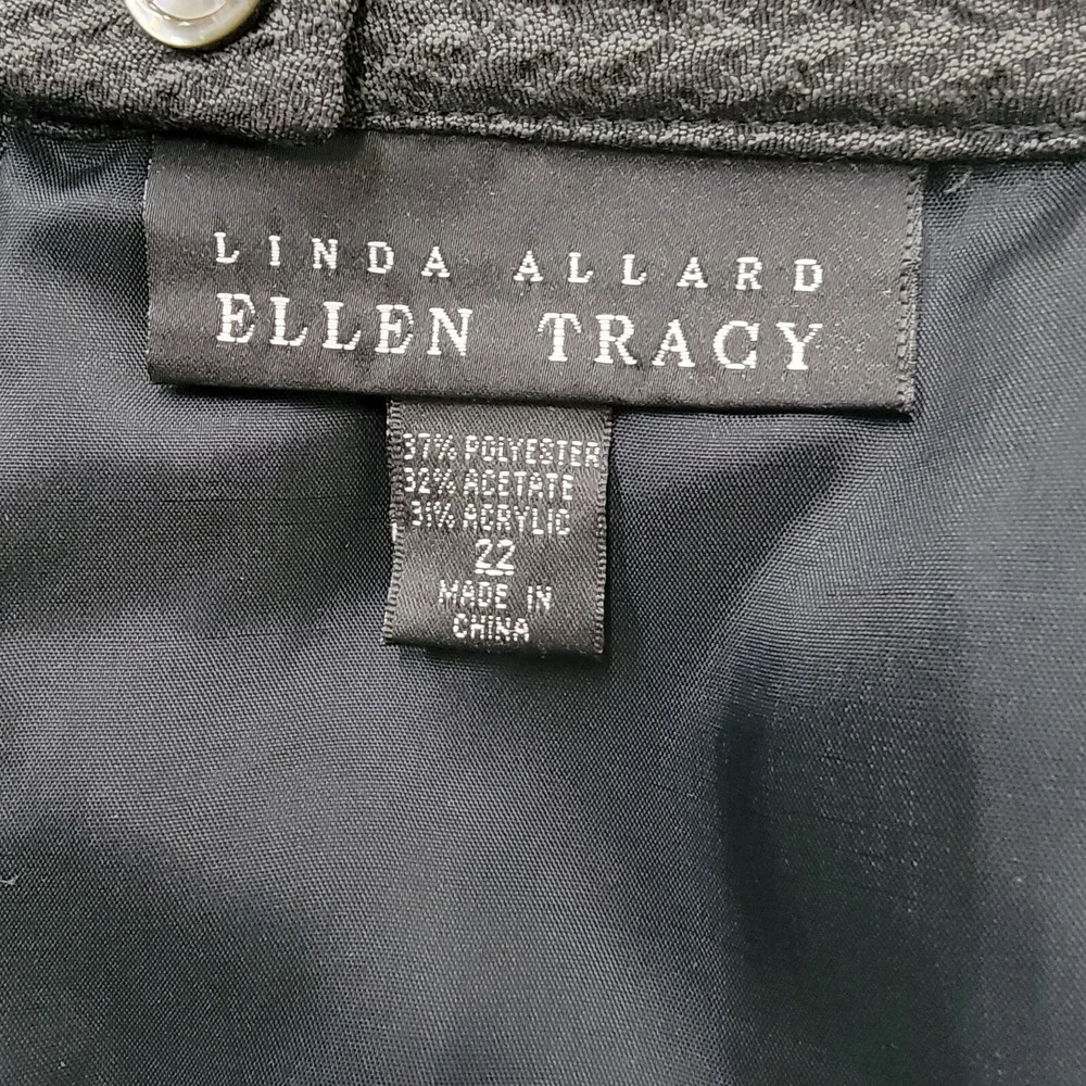 Linda Allard Ellen Tracy Black Gray Skirt LINED size 22 Herringbone